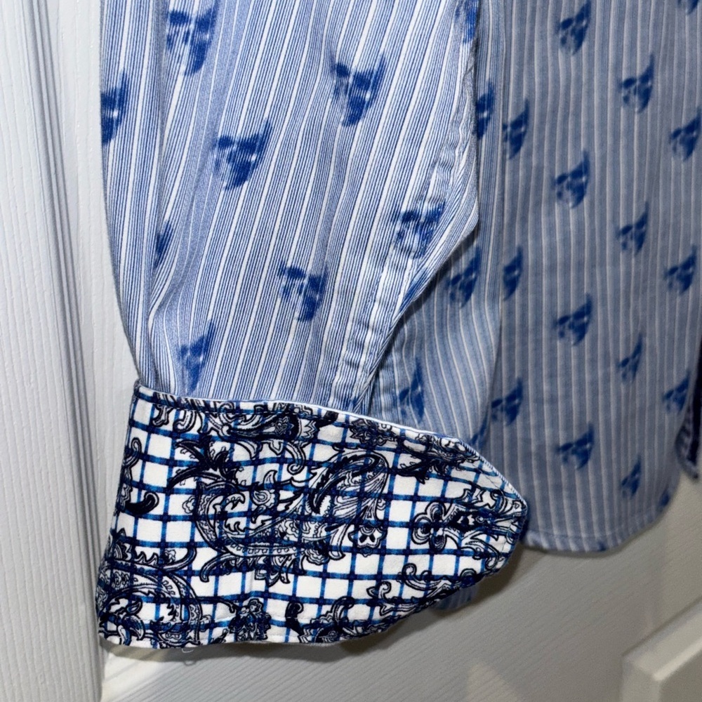Robert Graham Hockney Cotton Stretch Skull Pinstripe Classic Fit Button Down SZM - Picture 5 of 13